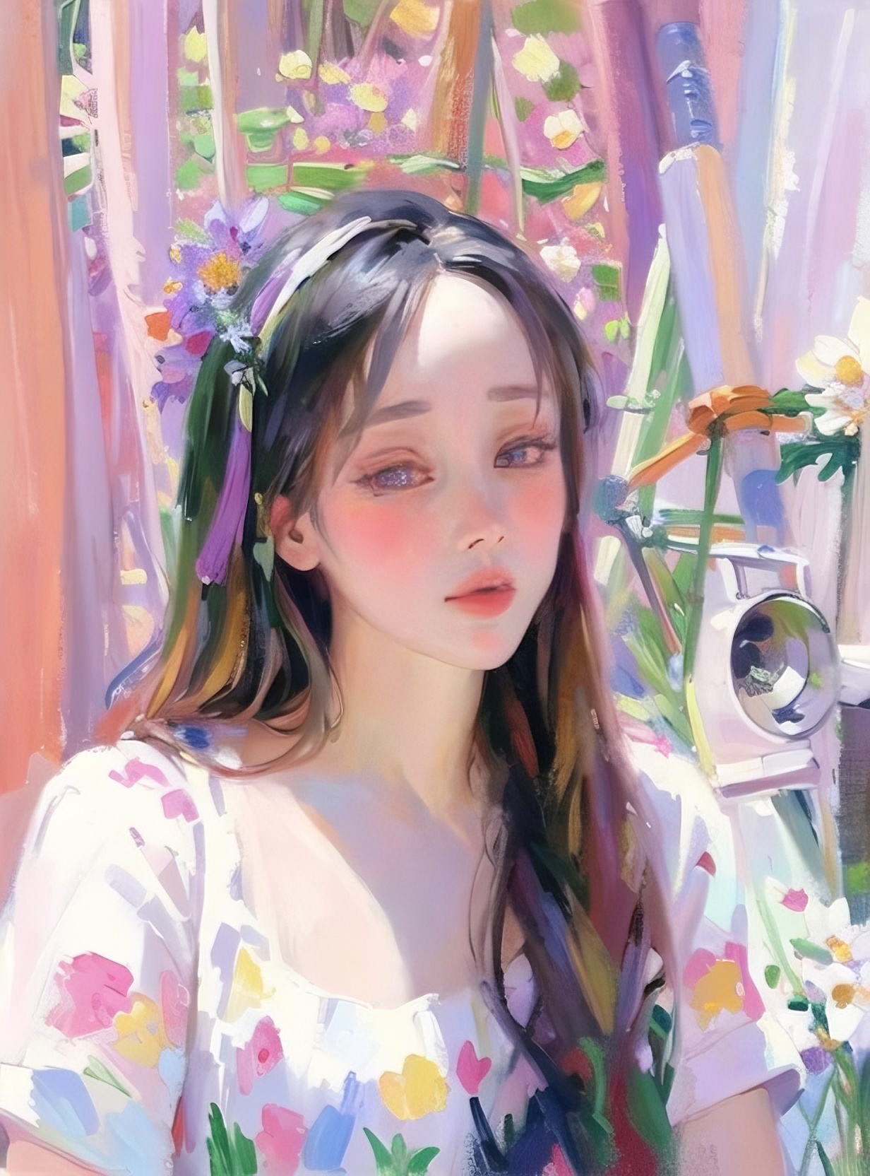 独坐沏壶茶的图片