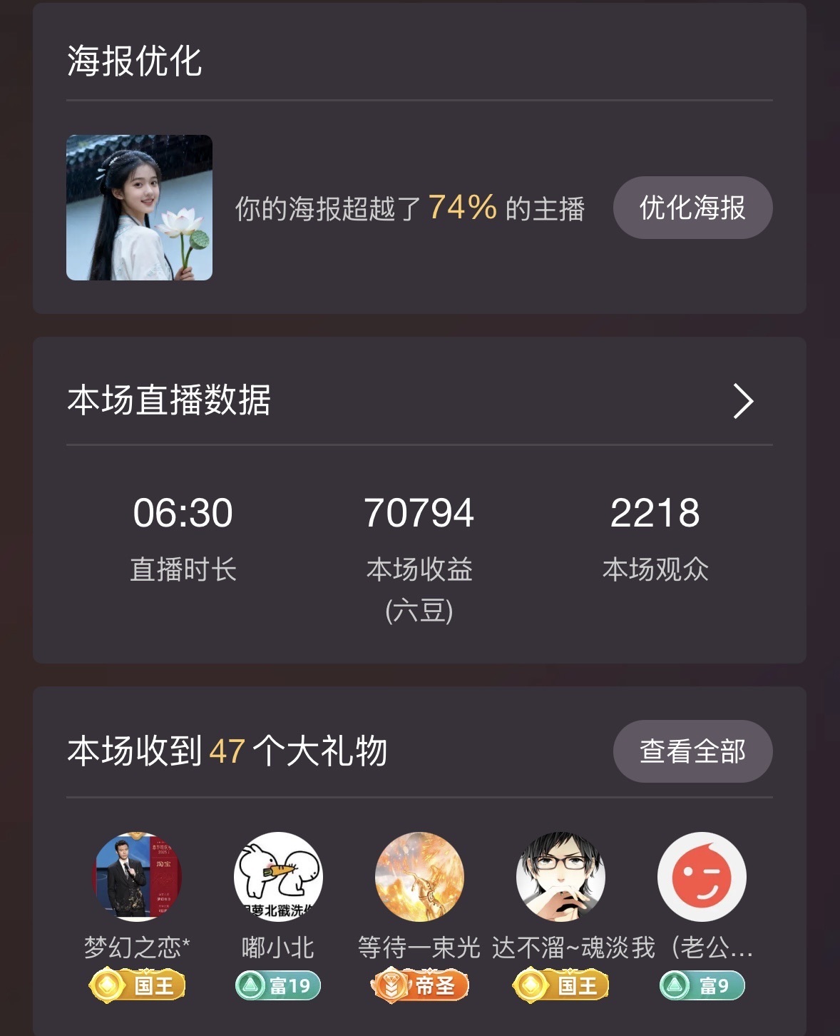 小渔同学求道光～的主播照片