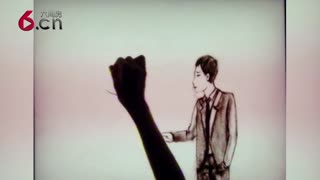 沙画艺术渲染情感的背影 16.06.15